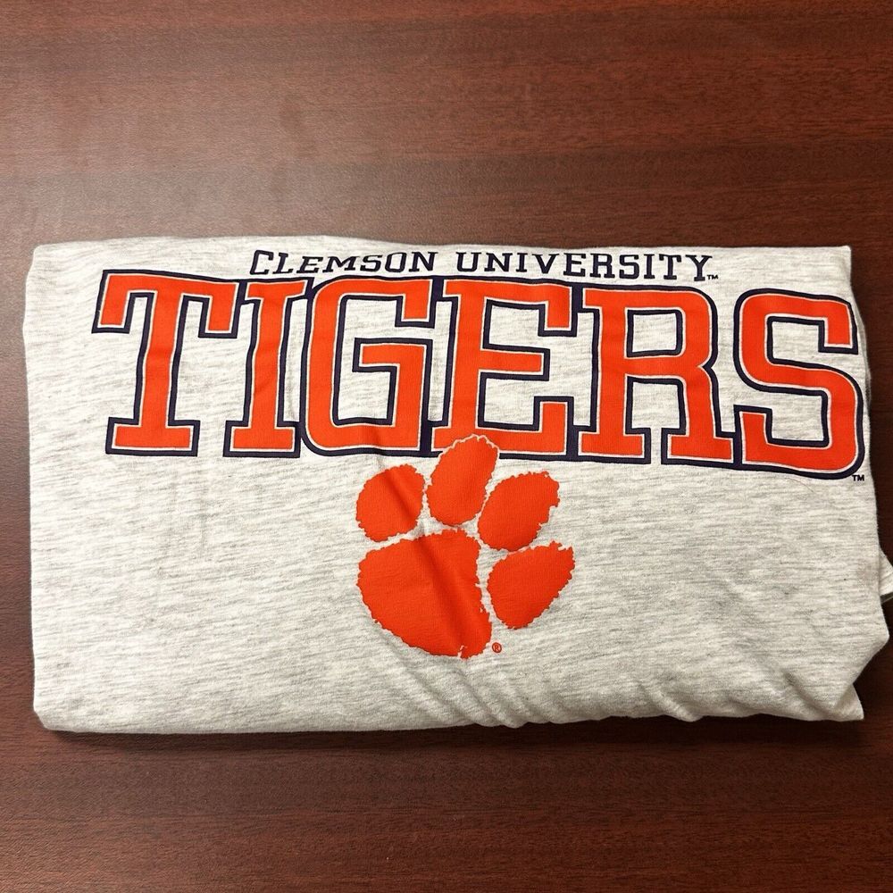 Champion Clemson Tigers T-Shirt Mens Size XL Gray Spellout Long Sleeve NCAA‎
